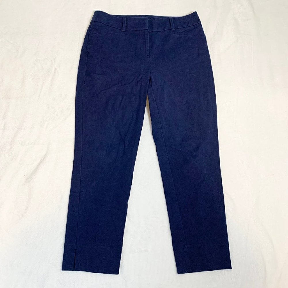 LOFT Julie The Riviera Pant Navy Blue Straight Leg Trousers Womens Size 4‎